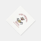 かわいい鳥と花のパーソナライズされた誕生日 スタンダードカクテルナプキン (角)