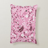 かわいい鳥と花のピンク色 アクセントクッション (裏面(縦))