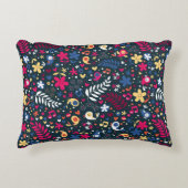 かわいい鳥と花の模様 アクセントクッション (正面)