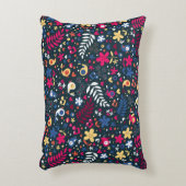 かわいい鳥と花の模様 アクセントクッション (正面(垂直))