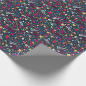 かわいい鳥と花の模様 ラッピングペーパー (角)