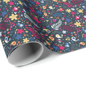 かわいい鳥と花の模様 ラッピングペーパー (ロールコーナー)