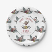 かわいい鳥と花パーソナライズされた60誕生日 ペーパープレート (正面)