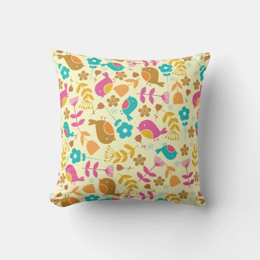 かわいい鳥と花装飾用クッション クッション (正面)