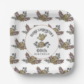 かわいい鳥と花60th誕生日パーティー ペーパープレート (正面)