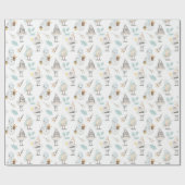 かわいい鳥と雪だるま ラッピングペーパー (フラット)