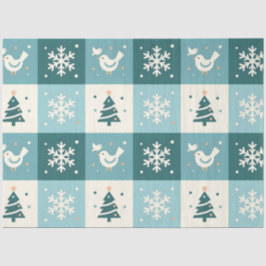 かわいい鳥と雪の結晶のクリスマスウインターデコパージュ 薄葉紙
