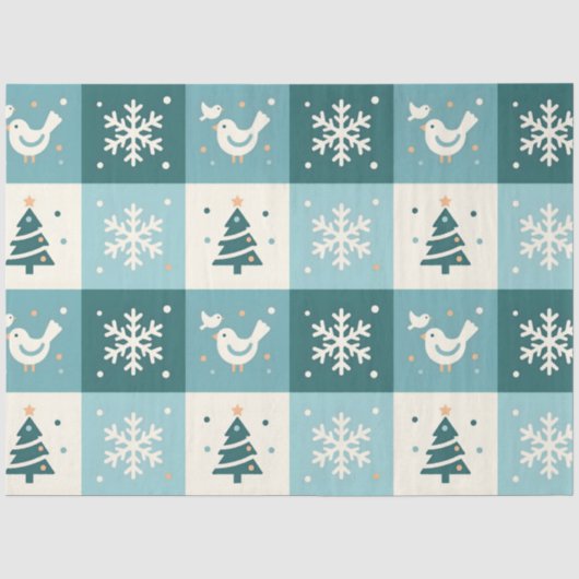 かわいい鳥と雪の結晶のクリスマスウインターデコパージュ 薄葉紙 (正面)