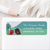 かわいい鳥と鳥の家引っ越しました ラベル (インサイチュ)