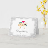 かわいい鳥のお結婚めでとうカード カード (黄色い花)