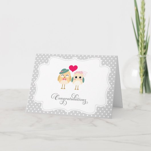 かわいい鳥のお結婚めでとうカード カード (正面)