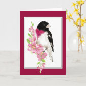 かわいい鳥のことわざハイ、ハローバラ焼きグロッサク カード (黄色い花)