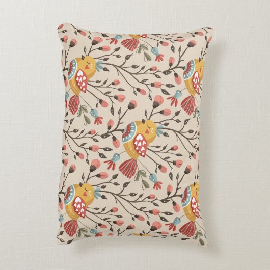 かわいい鳥のぼほ文様 アクセントクッション (裏面(縦))