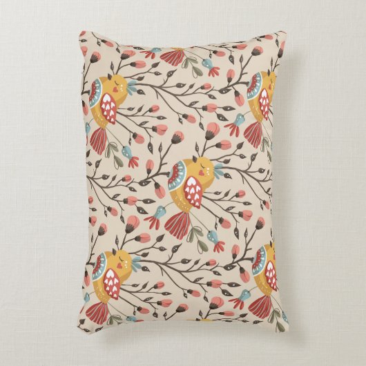 かわいい鳥のぼほ文様 アクセントクッション (正面(垂直))