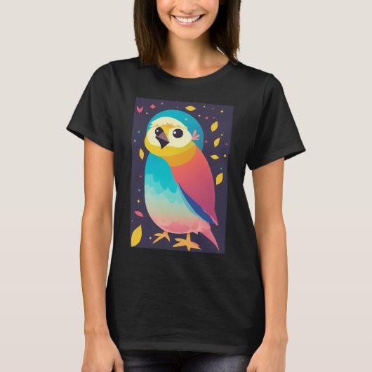かわいい鳥のアート Tシャツ (正面)