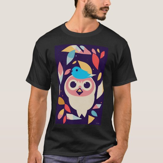 かわいい鳥のアート Tシャツ (正面)