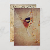 かわいい鳥のウェディング・セーブ・ザ・デート (正面/裏面)