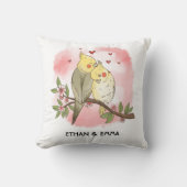 かわいい鳥のカップル　バレンタインデー パーソナライズ クッション (正面)