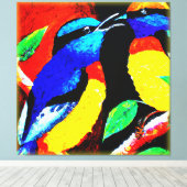 かわいい鳥のカップル。買今 キャンバスプリント (インサイチュ (ウッドフロア))