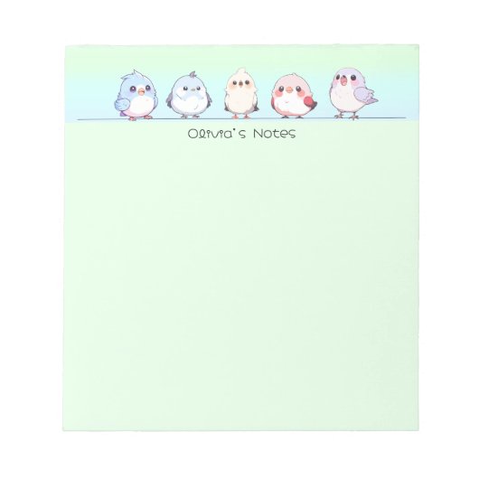 かわいい鳥のカラフルグラデーシパーソナライズされたョン名 ノートパッド (正面)
