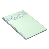 かわいい鳥のカラフルグラデーシパーソナライズされたョン名 ノートブック (右側)