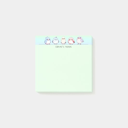 かわいい鳥のカラフルグラデーシパーソナライズされたョン名 ポストイット (正面)
