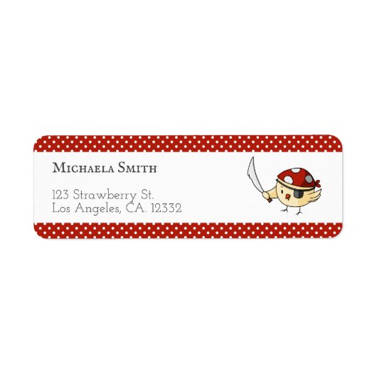 かわいい鳥のキャプテン、海賊編パーソナライズされた ラベル (正面)