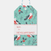 かわいい鳥のクリスマスと枝パターン ギフトタグ (裏面)