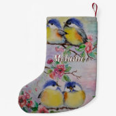 かわいい鳥のクリスマスストッキングと名前をカスタムする スモールクリスマスストッキング (裏面)
