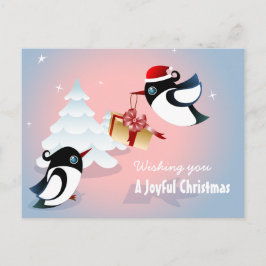 かわいい鳥のクリスマスプレゼント シーズンポストカード
