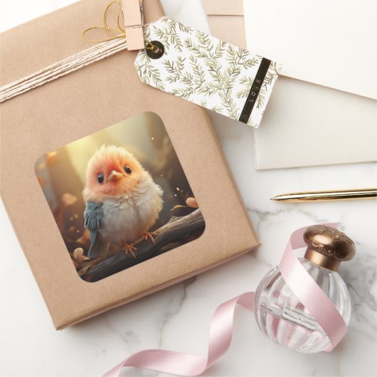 かわいい鳥のシール スクエアシール (ギフト)
