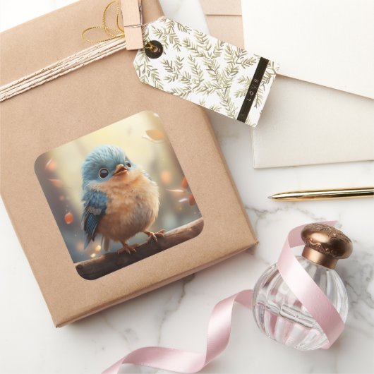 かわいい鳥のシール スクエアシール (ギフト)