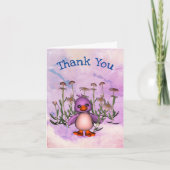 かわいい鳥のデイジーパーソナライズされたサンキューカード カード (正面)
