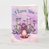 かわいい鳥のデイジー大好きパーソナライズされた カード (正面)