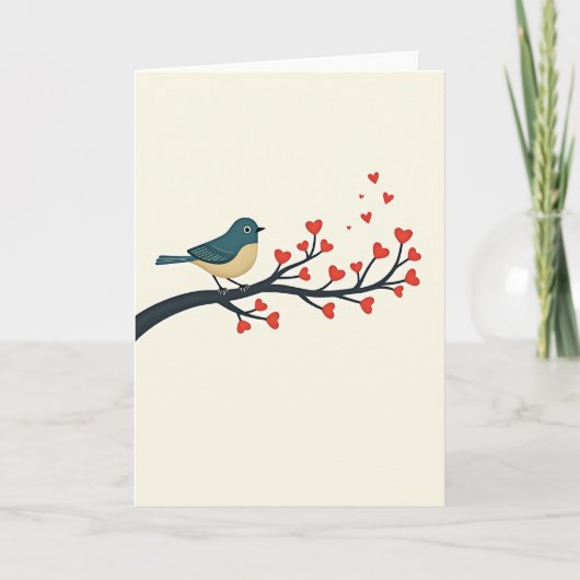 かわいい鳥のハートの木のカード カード (正面)