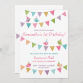 かわいい鳥のバンティング オーダーメイド招待状 招待状 (正面/裏面)