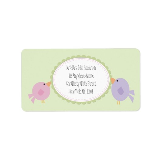 かわいい鳥のパステルベビーの住所ステッカー ラベル (正面)