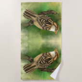 かわいい鳥のビーチタオル小さなスズメ ビーチタオル (正面)