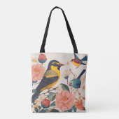 かわいい鳥のフローラトートバッグ トートバッグ (裏面)