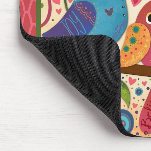 かわいい鳥のフローラピンクが大丈夫引用文 マウスパッド (コーナー)