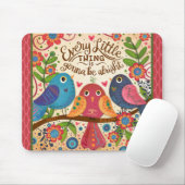 かわいい鳥のフローラピンクが大丈夫引用文 マウスパッド (マウス)
