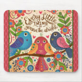 かわいい鳥のフローラピンクが大丈夫引用文 マウスパッド (正面)