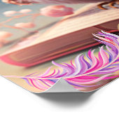 かわいい鳥のベビーピンクフクロウの本パーソナライズされた画 ポスター (角)