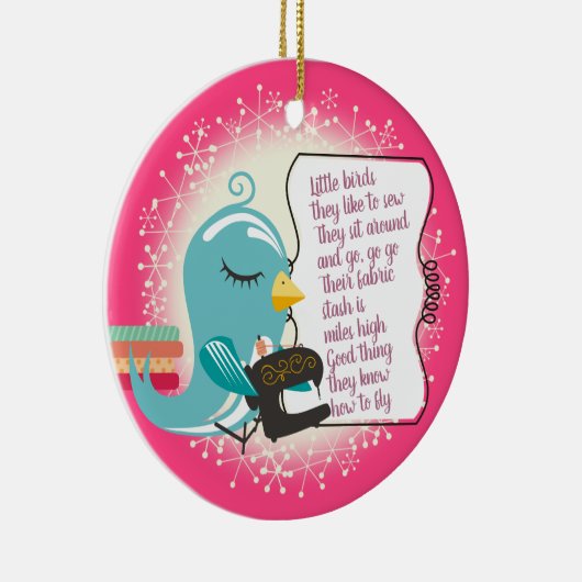 かわいい鳥のミシンのクリスマスのオーナメント セラミックオーナメント (右)