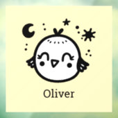 かわいい鳥のラインアート - 喜びに満ちた子鳥のイラスト ウィンドウサイン (シート3)