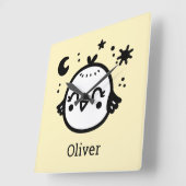 かわいい鳥のラインアート - 喜びに満ちた子鳥のイラスト スクエア壁時計 (傾斜)