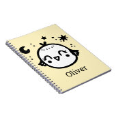 かわいい鳥のラインアート - 喜びに満ちた子鳥のイラスト ノートブック (右側)