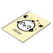 かわいい鳥のラインアート - 喜びに満ちた子鳥のイラスト ノートブック (左側)