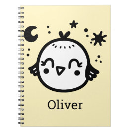 かわいい鳥のラインアート - 喜びに満ちた子鳥のイラスト ノートブック