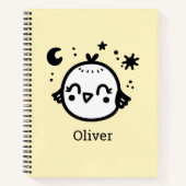 かわいい鳥のラインアート - 喜びに満ちた子鳥のイラスト ノートブック (正面)